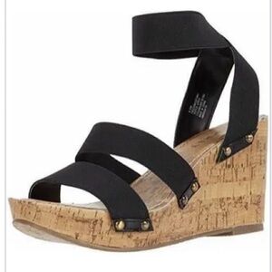 Black Summer wedge sandals